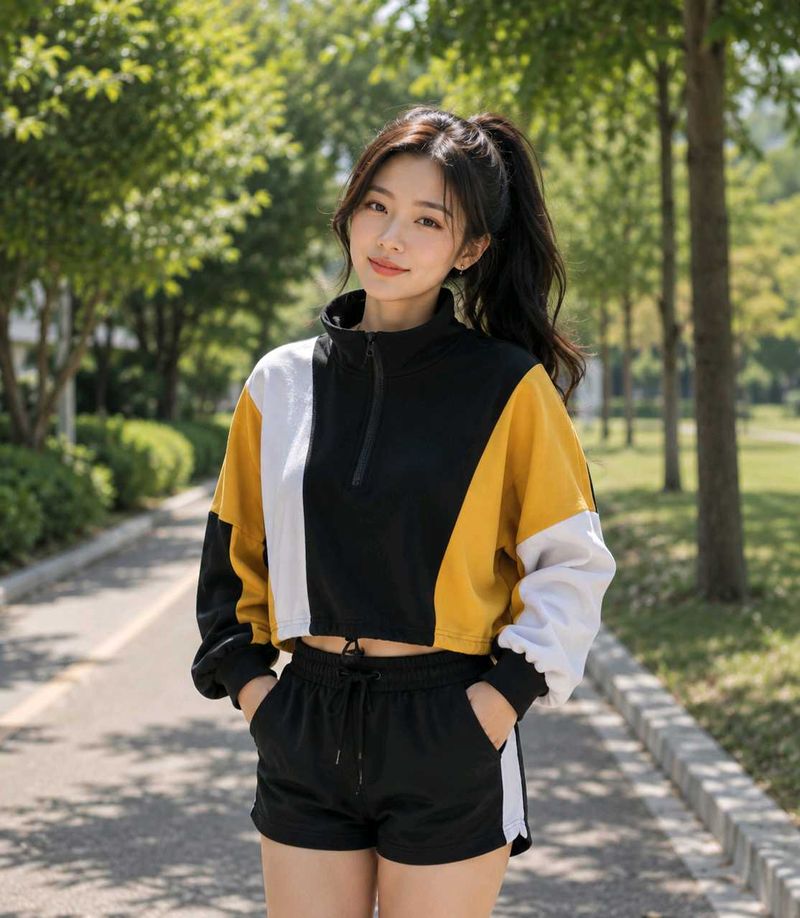 Color Block Cropped Sweatshirt