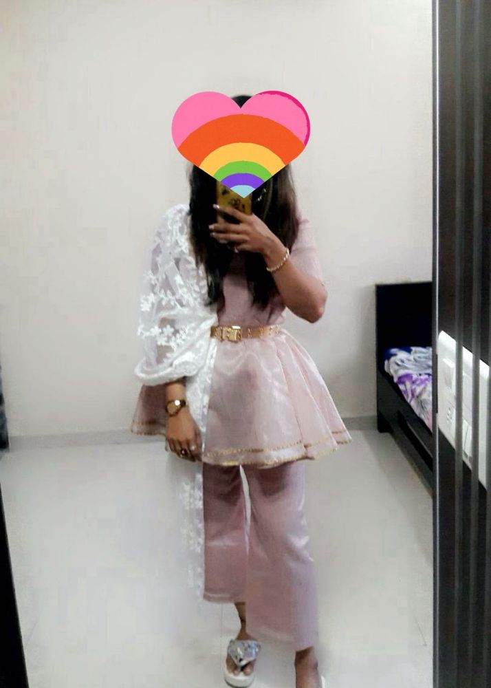 Pink Kurta Palazzo Set