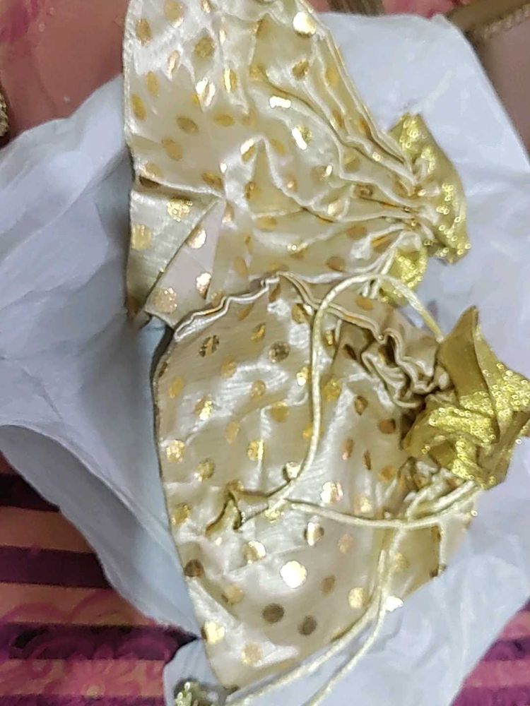 set of Elegant Gold Polka Dot Potli