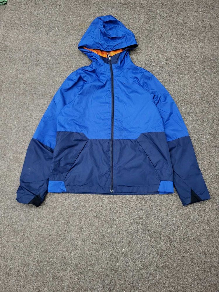 Blue Two-Tone Hooded Jacket