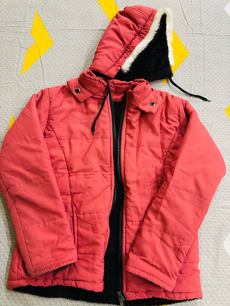 Pink Winter Jacket with Hood