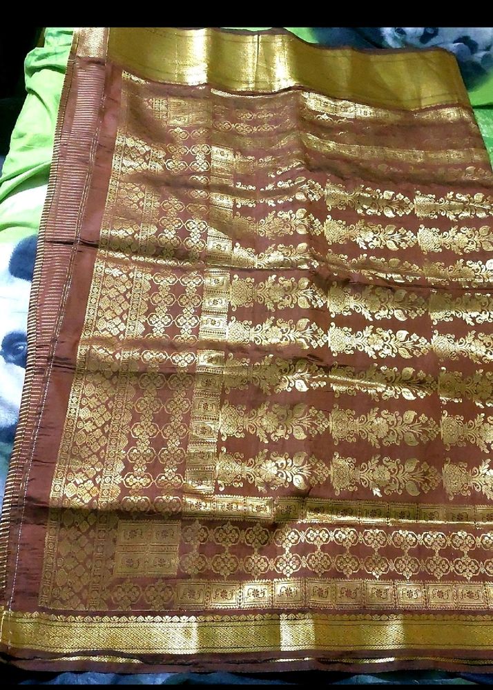 Coffee Brown Color Saree, Silk Pattu Saree