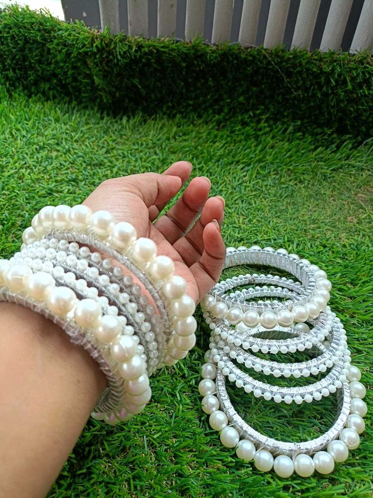 Elegant Pearl Bangles Set