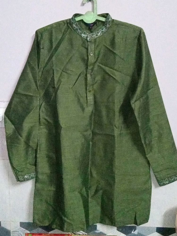 Olive Green Kurta Pajama Set For Men