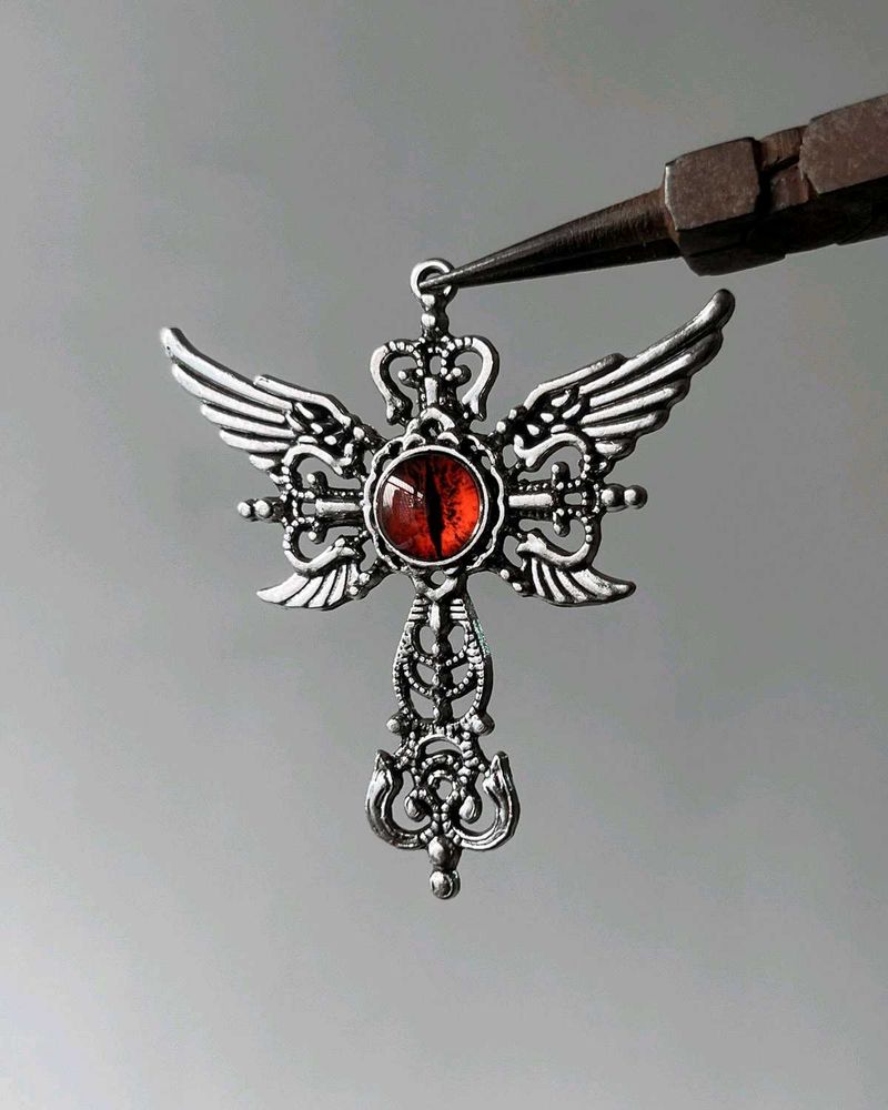 Gothic Winged Eye Pendant Necklace