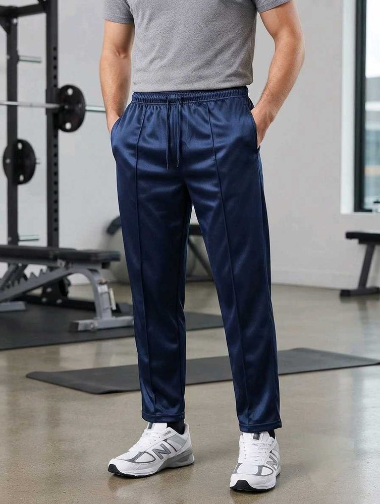 👖Men's Glossy Navy Blue Athletic Track 👖