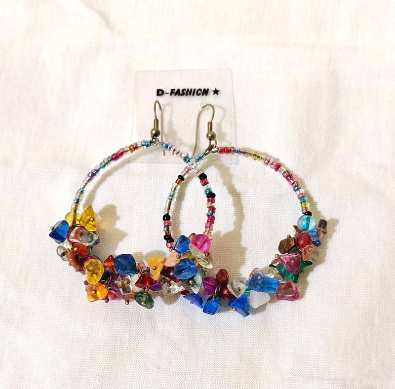 Boho Beaded Hoop Earrings