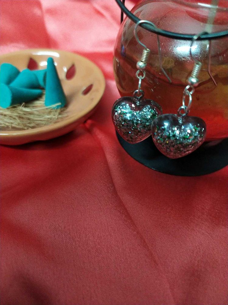 Sparkly Heart Drop Earrings