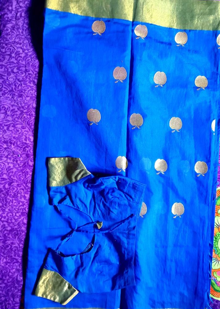 Royal Blue Silk Saree &amp; Blouse