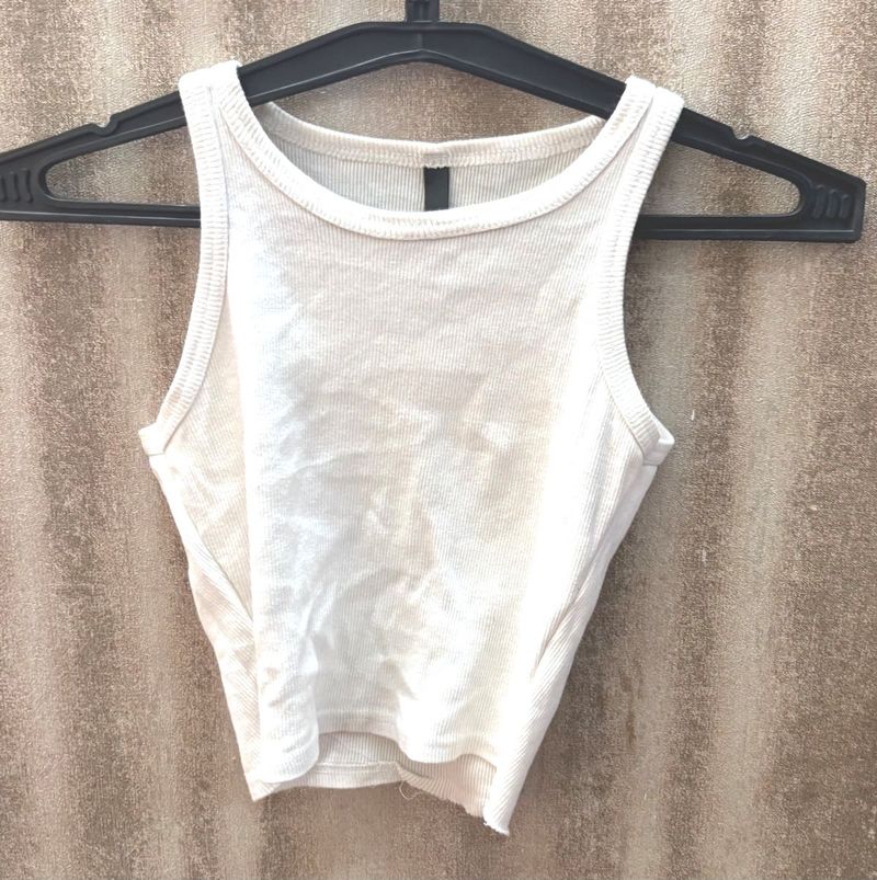 White Ribbed Tank Top