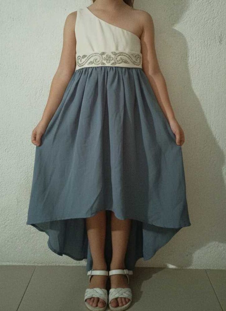 Cute Girls' Party Dress with one shoulder
