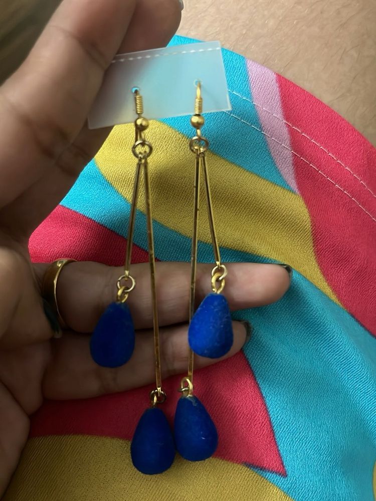 Boho Blue Teardrop Dangle Earrings