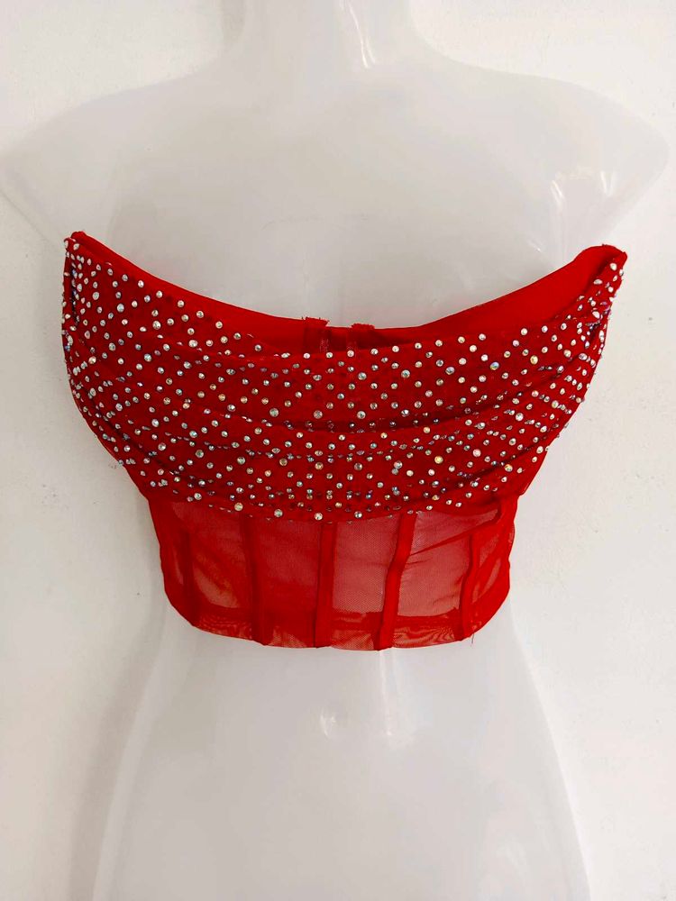Sparkling Red Corset Top
