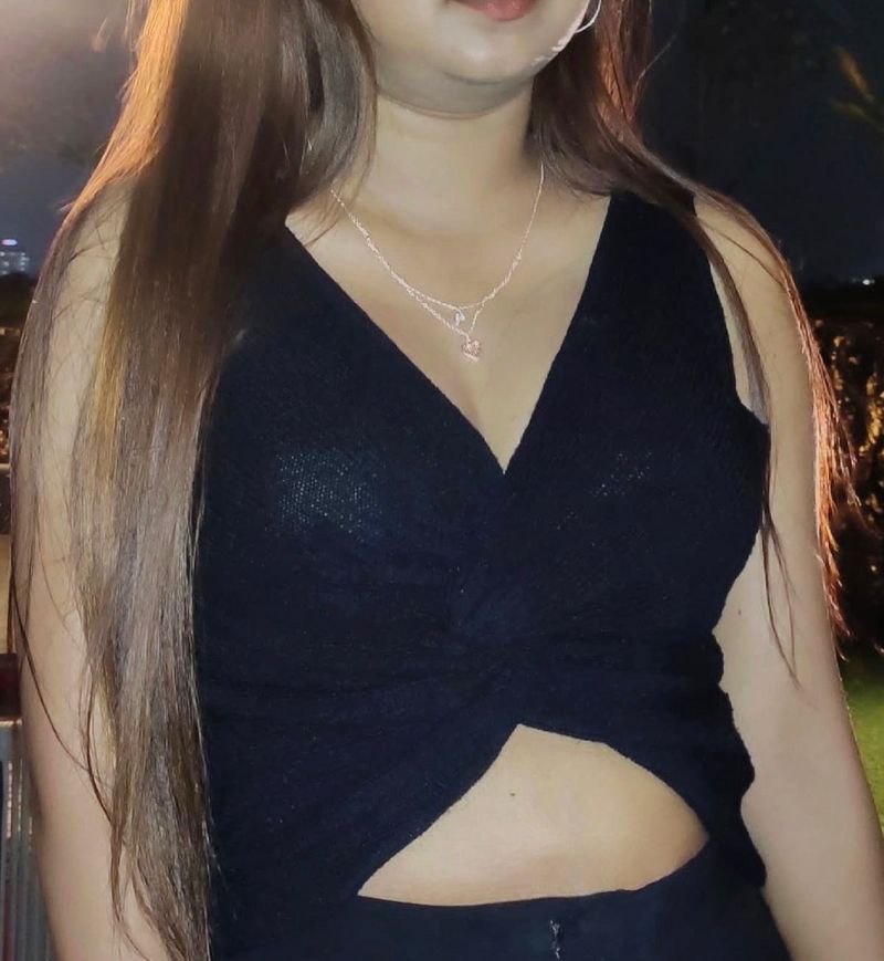 Chic Black Cut-Out V-Neck Top