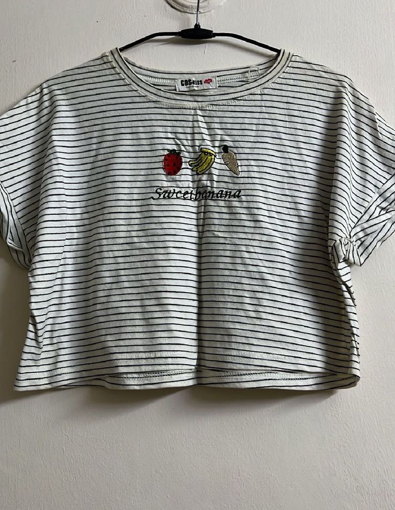 Striped "Sweet Banana" Graphic T-Shirt