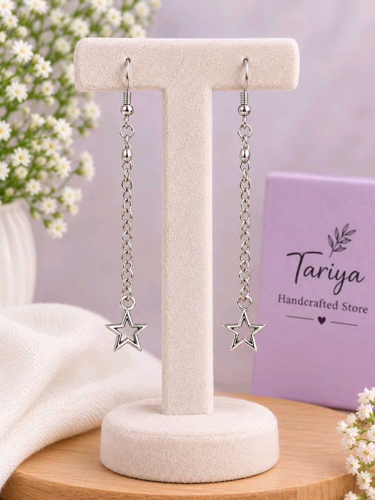 handcrafted Dangle Star Chain Earrings