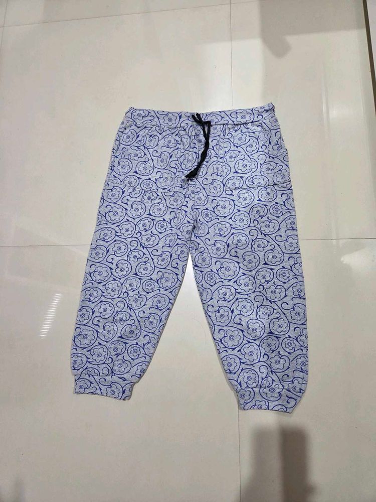Light Blue Printed Capris
