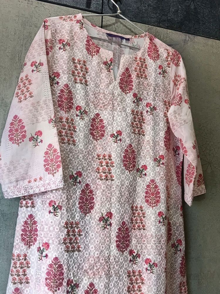 Beautiful Floral Print Pink Kurta