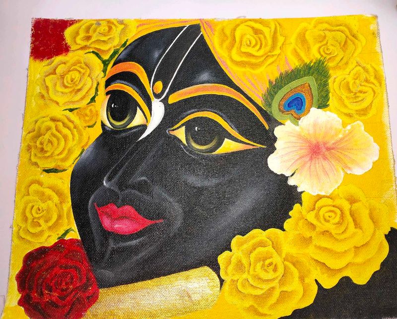 Krishna with Roses Painting