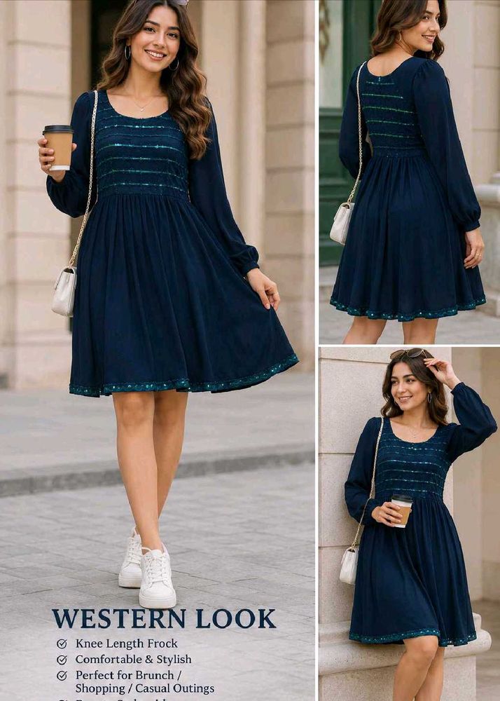 Navy Blue Western Dress