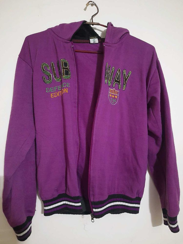Purple 'Subway' Zip-Up Hoodie