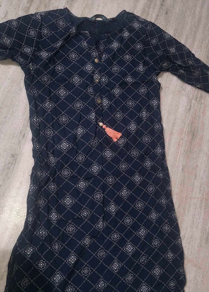 Stylish Navy Blue Printed Kurta