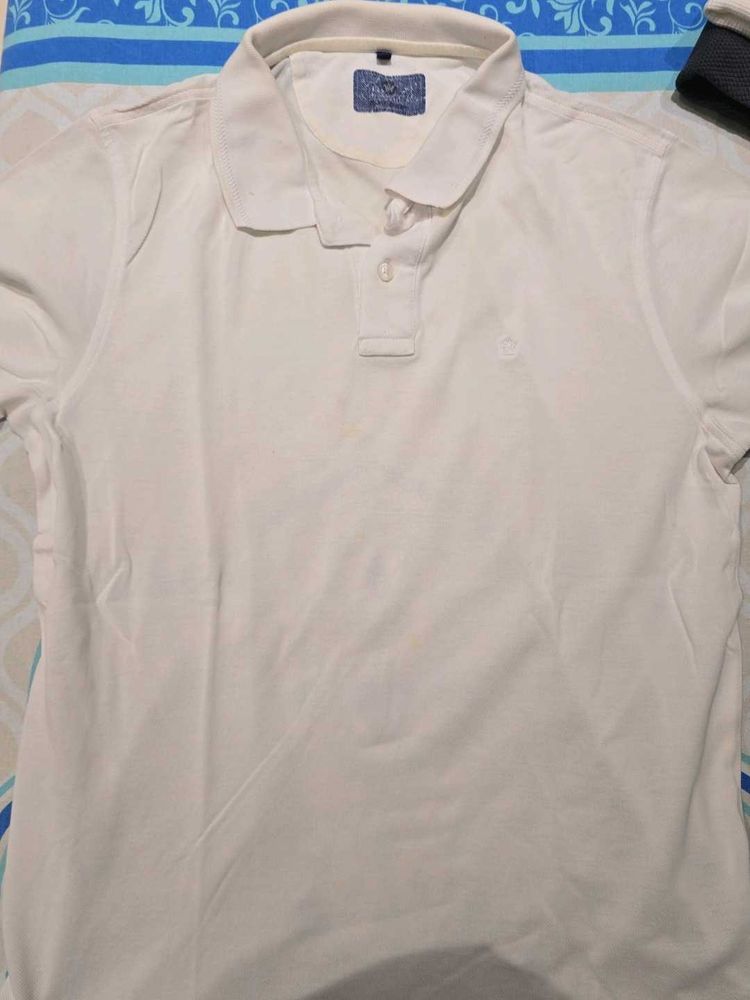 Louis Philippe Men's Classic White Polo Shirt
