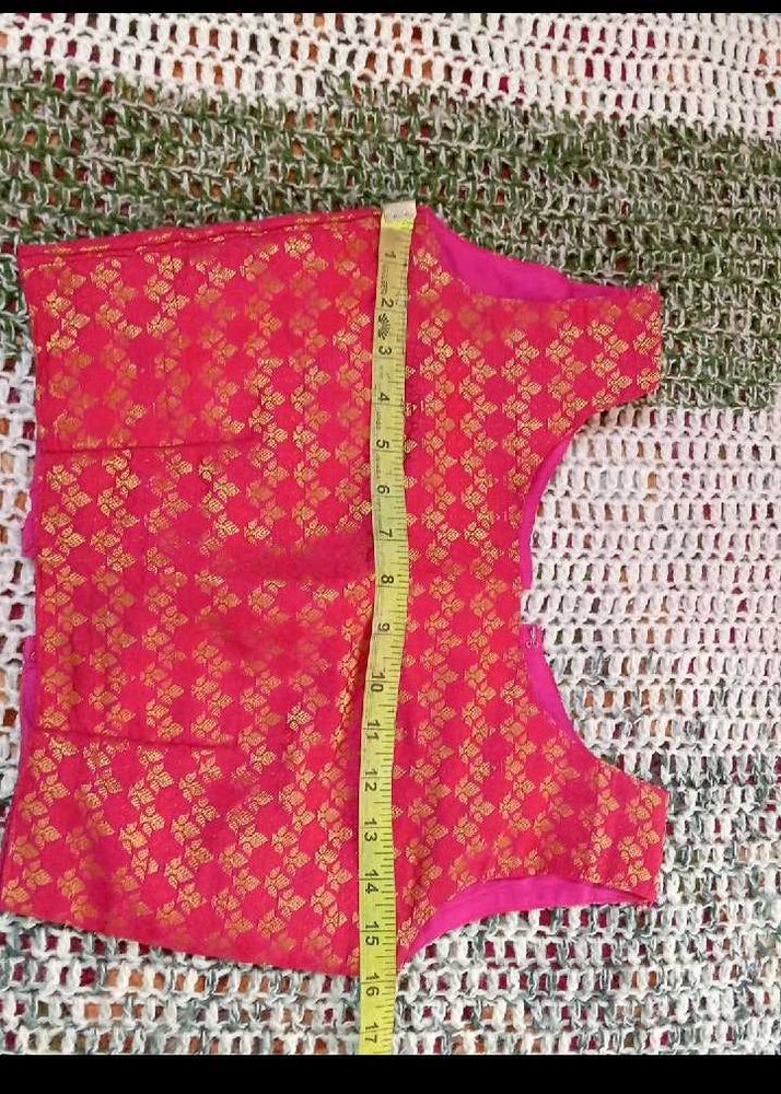 Pink Brocade Blouse Top