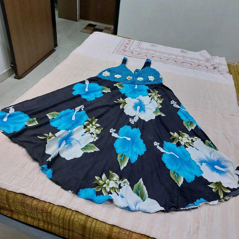 Floral Print Crochet Dress