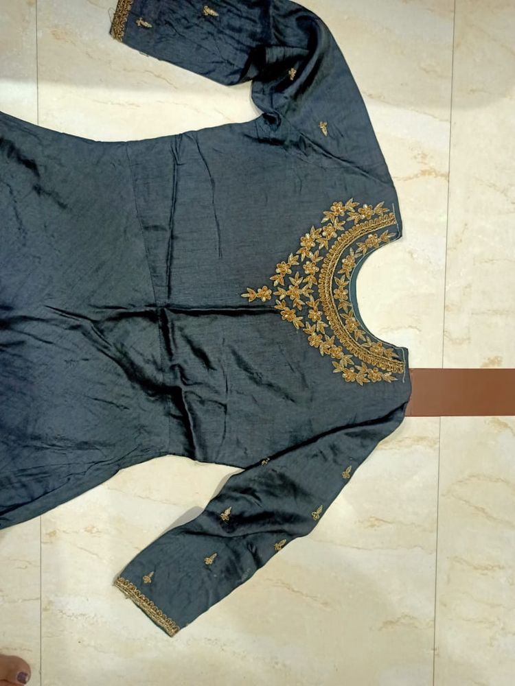 Heavy Charcoal Gown Zardosi Work