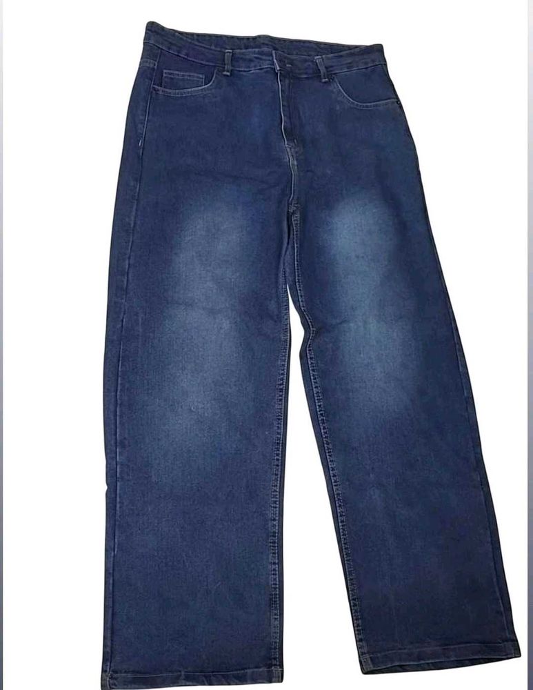 Classic Blue Wash Wide Leg Jeans