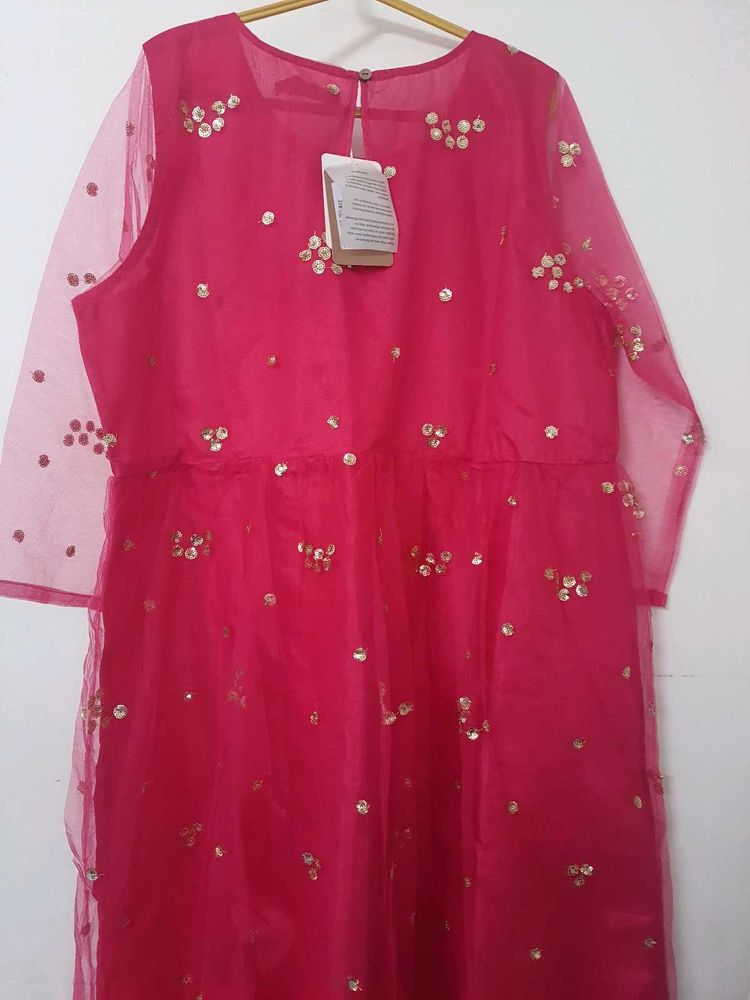 Pink Sequin Tulle Dress With Tag