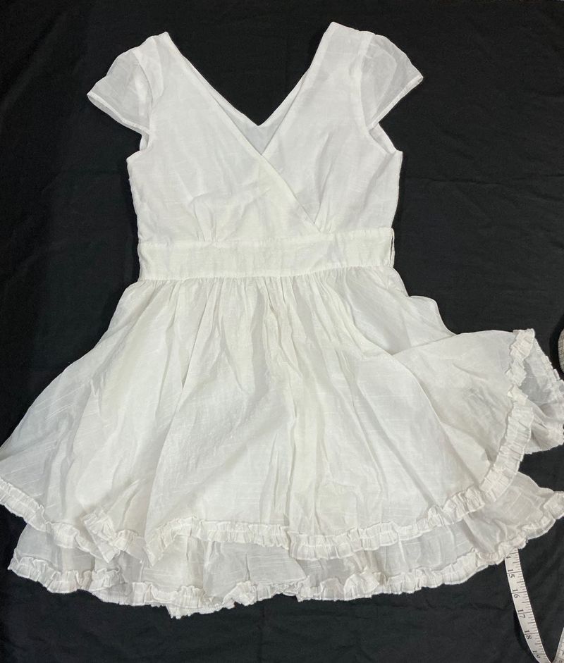 fairy core White Mini Dress( not transparent, read