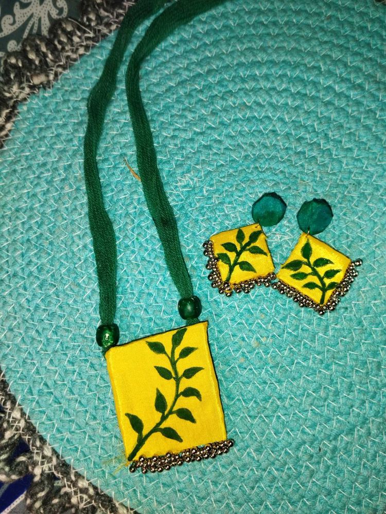 Handmade Fabric Necklace &amp; Earrings Set