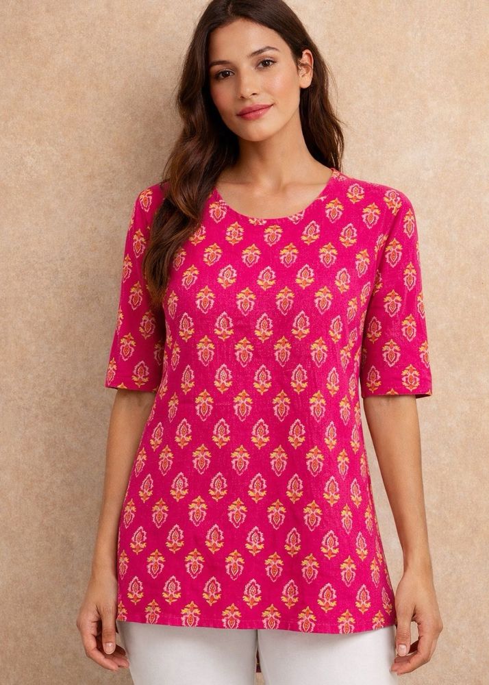 Pink Block Print Kurta