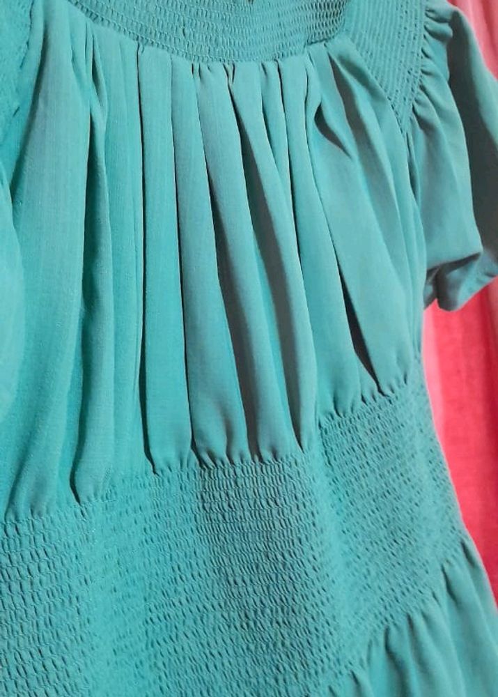Pista Green Off Shoulder Top