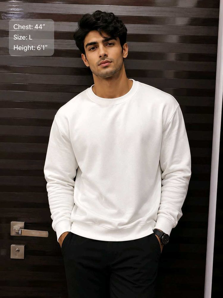 Classic White Crew Neck Sweatshirt