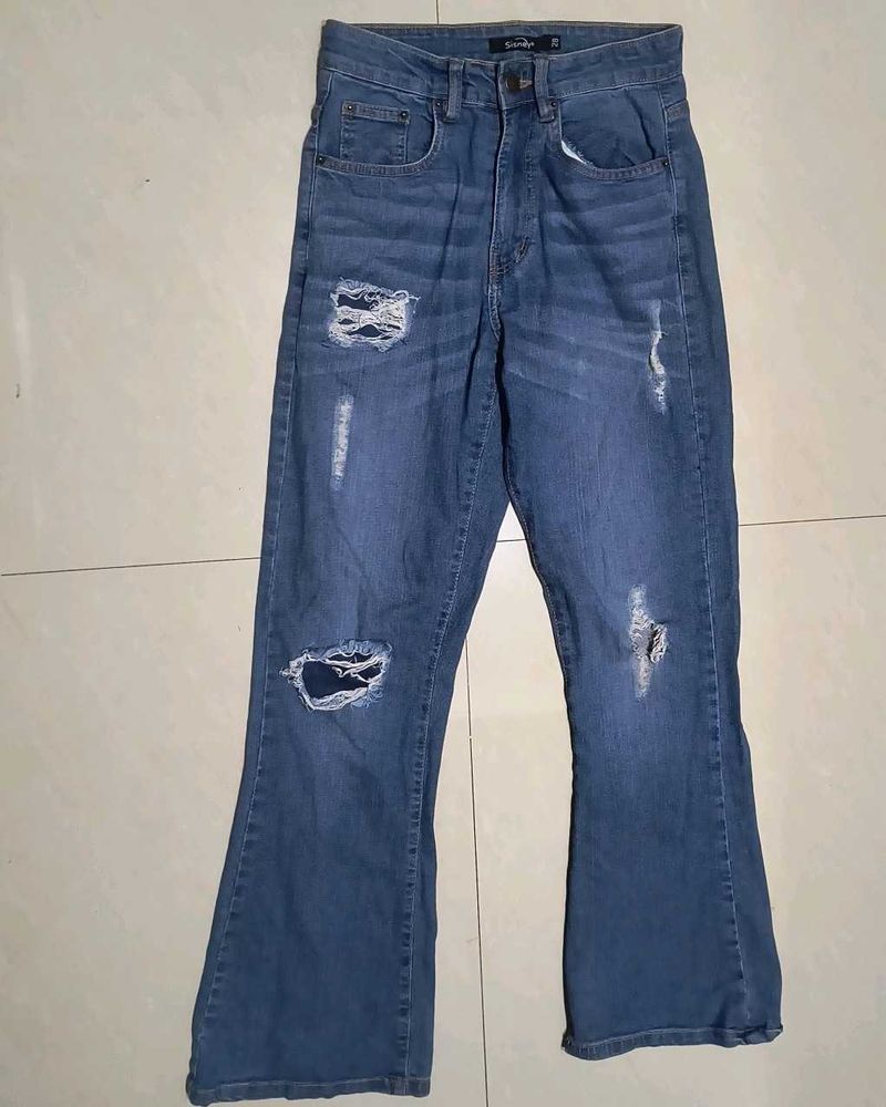 Classic Blue Denim Flare Jeans