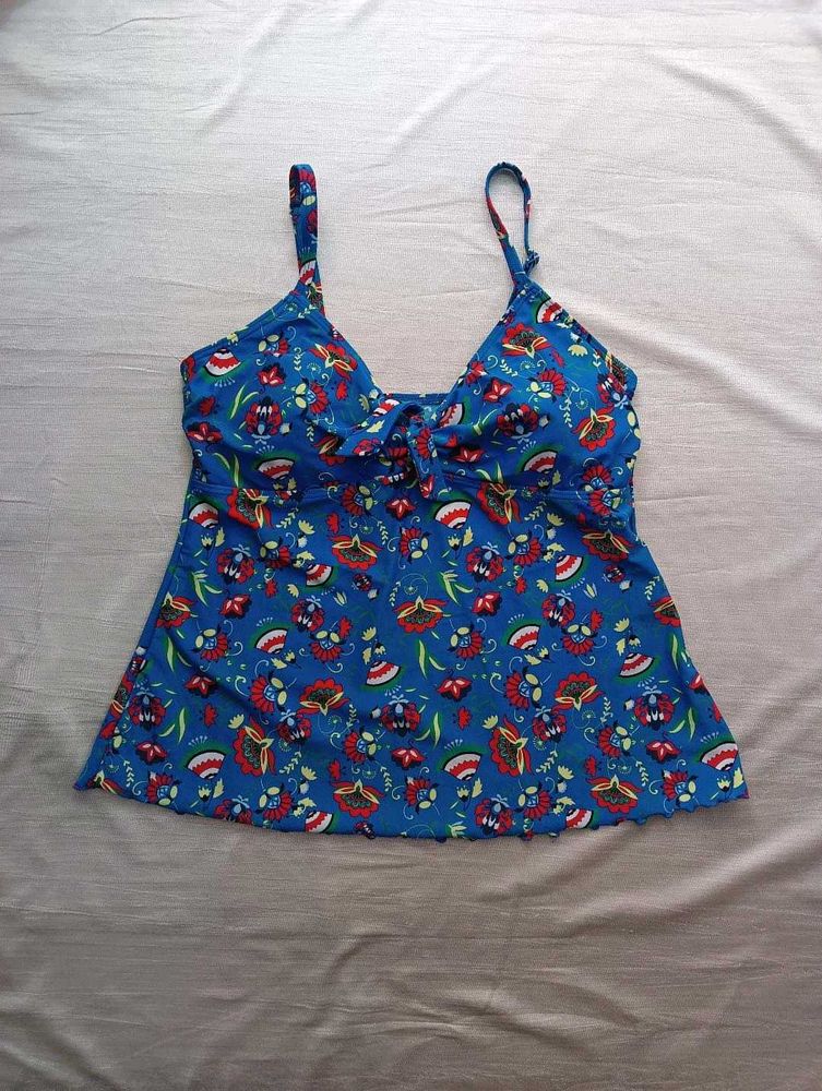 Blue Floral Print Bikini Top