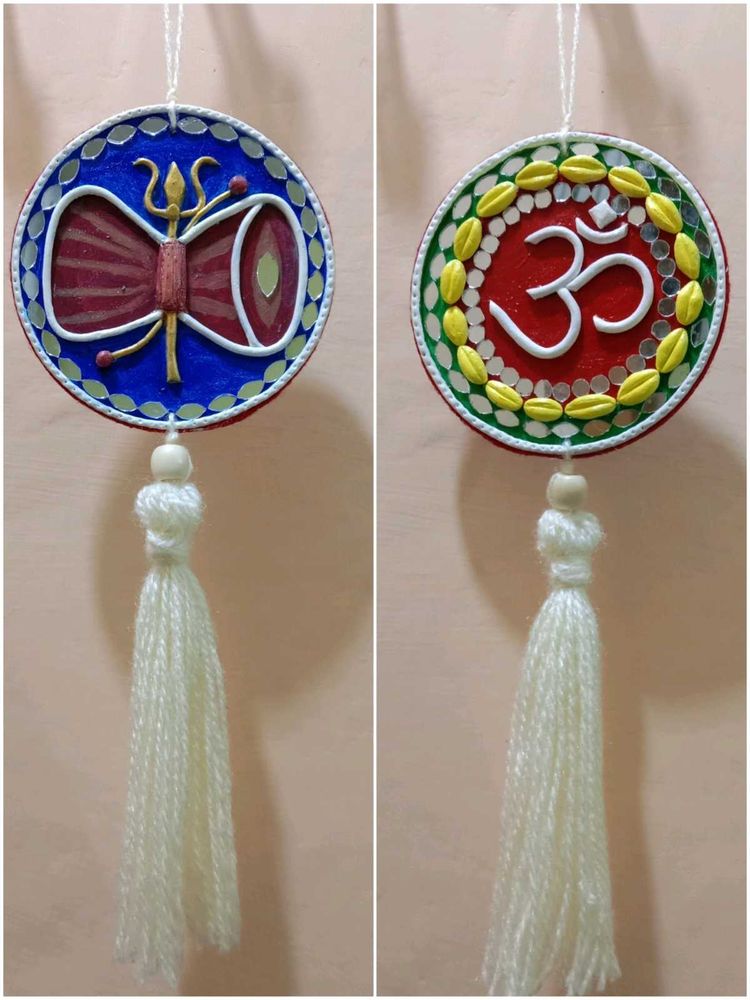 Double-Sided Lippan Art Hanging  | Om &amp; Trishul-Da
