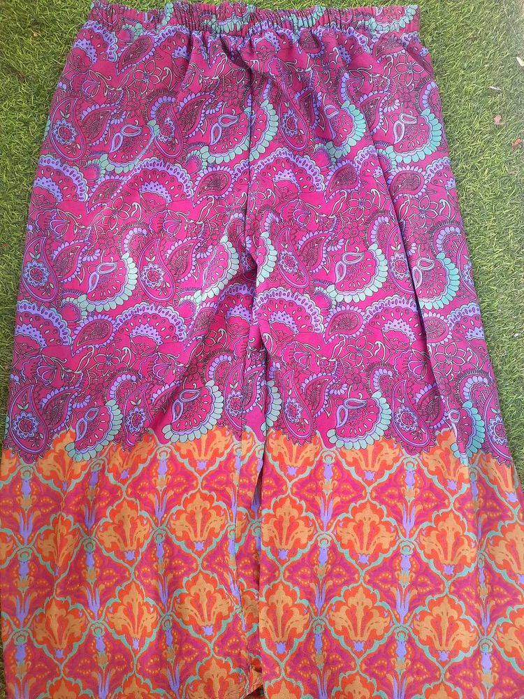 Georgette Floral Print Satin Plazzo L Or XL
