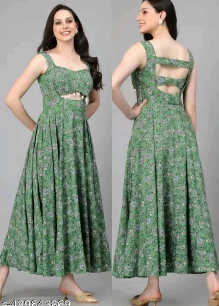 Stylish Green Printed Maxi Dress