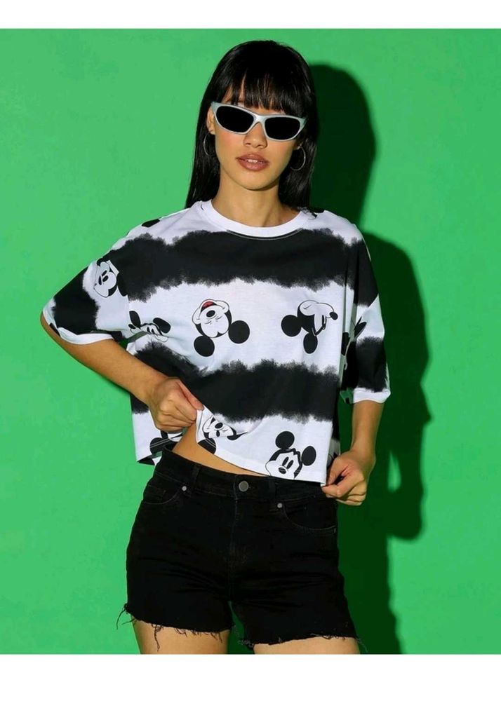 Bewakoof Mickey Mouse Graphic Print Crop T-Shirt