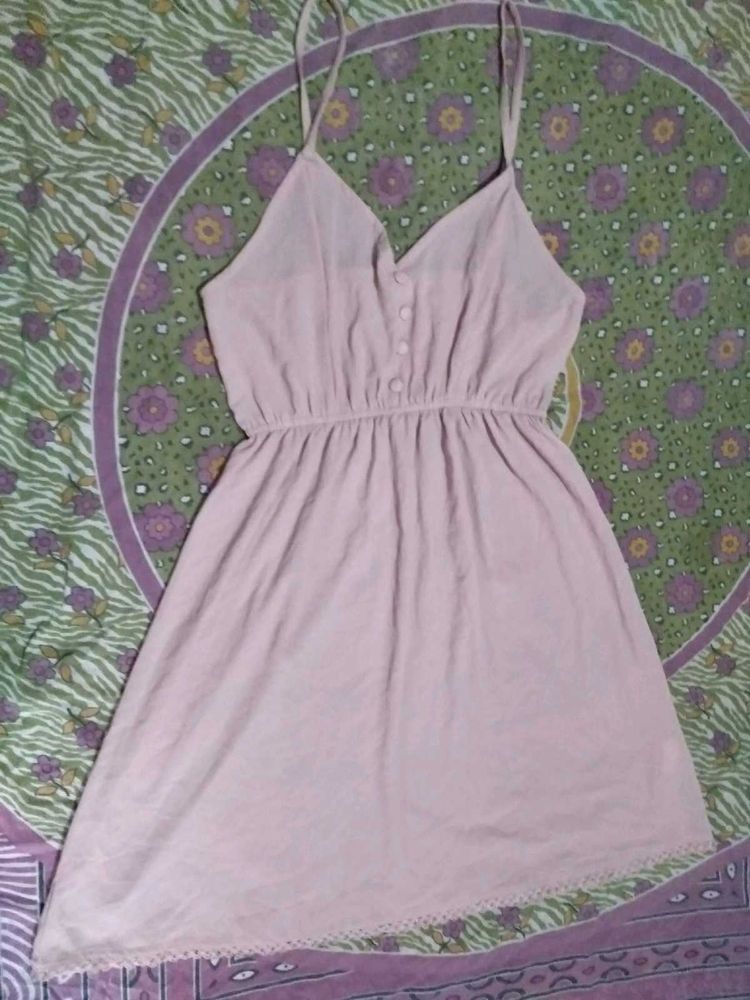 Cute Pink Spaghetti Strap Dress