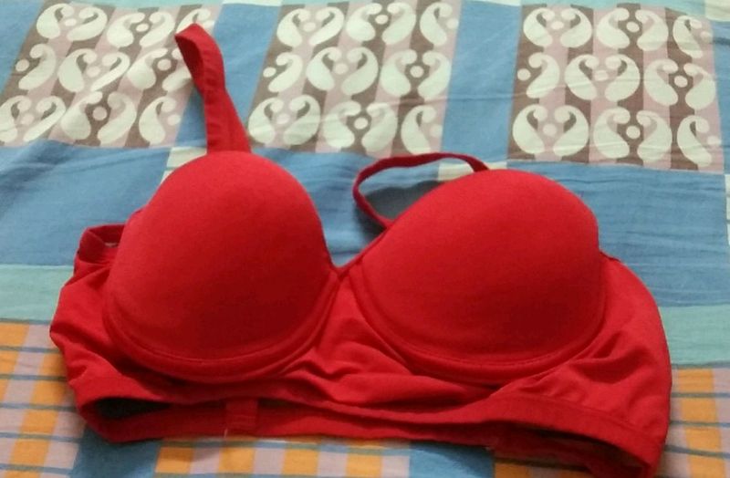 Red Fully Padded Underwired With Stylish Back Bra