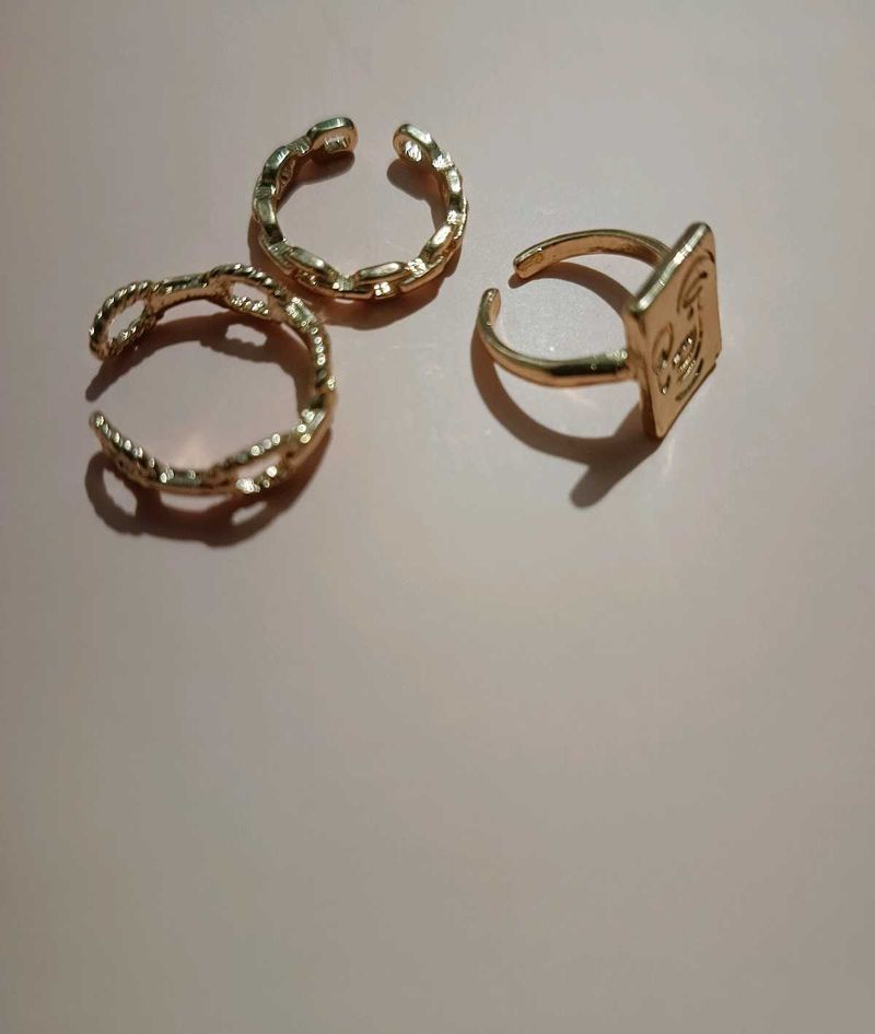 Set of 3 Gold Tone Statement Rings