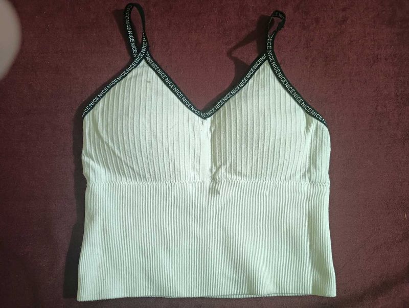 White Ribbed Sports Bra