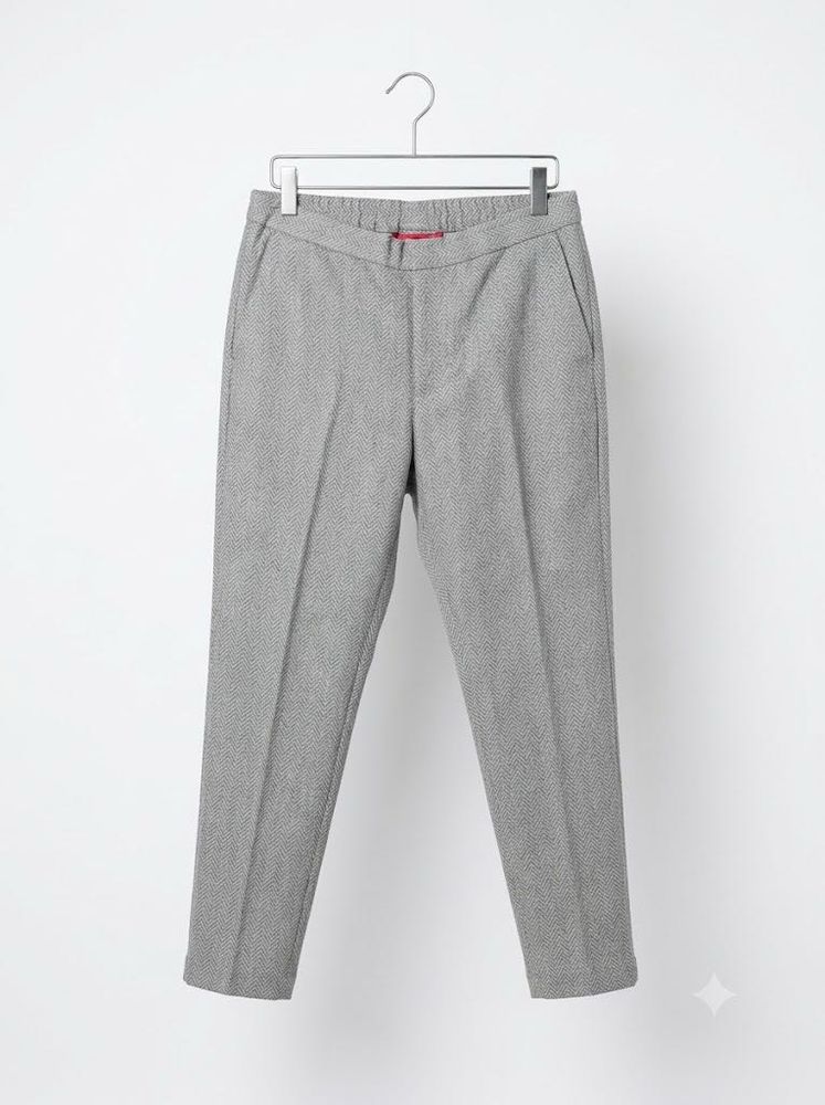 Classic Grey Herringbone Trousers