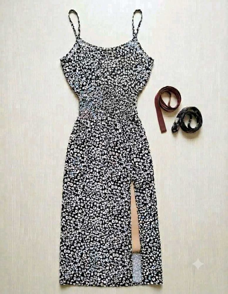 Floral Print Cami Dress with Slit