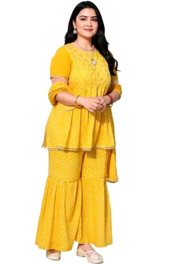 Yellow Printed Kurta Set